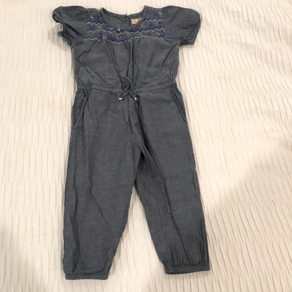 Peek Toddler Girl Romper Short Sleeve 18-24 Month Blue Jumpsuit